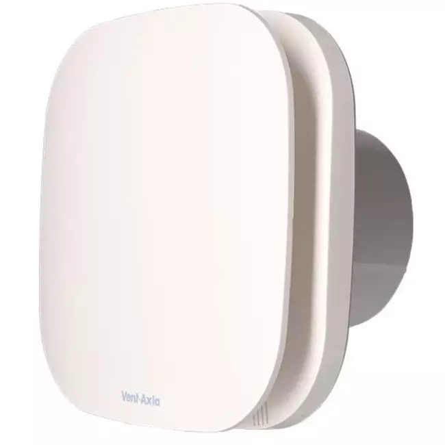 Supra Design badeværelsesventilator - Med forsinkelsestimer og fugtighedssensor - Vent Axia - Ø 125 mm - 125HT