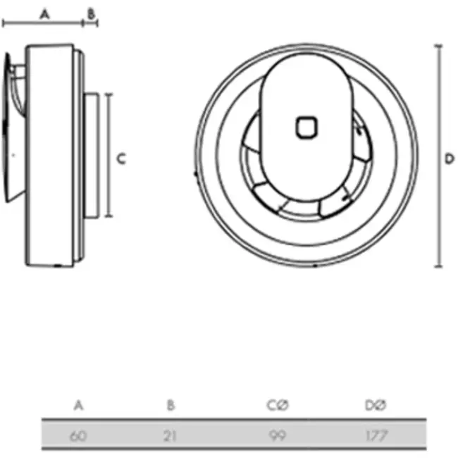 Vent Axia Svara badeværelsesventilator med fugt- og lyssensor Ø 100 – 125 mm (app-styret)
