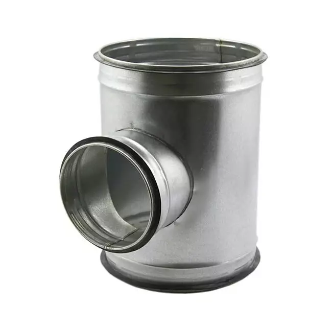 T-stykke Ø250 mm med samlestykke Ø100 mm til spiralrør (90°)