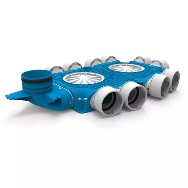 UniflexPlus kompositfordeler 10x Ø 90 mm med lodret muffe Ø 125 mm