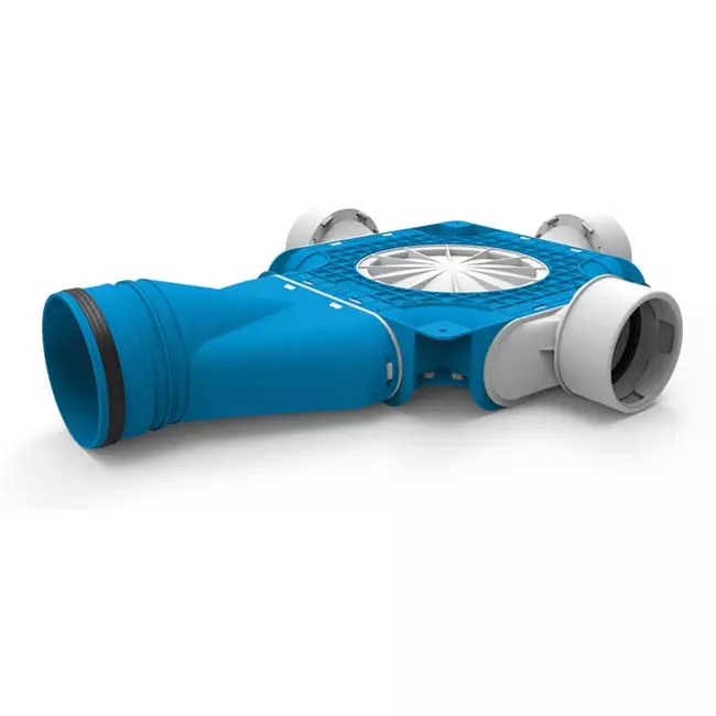 UniflexPlus kompositfordeler 3x Ø 90 mm med vandret muffe Ø 125 mm