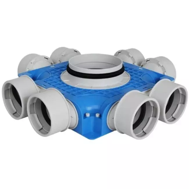 UniflexPlus ventilation sub-distributionsboks 4x Ø 90 mm med samlestykke Ø 125 mm