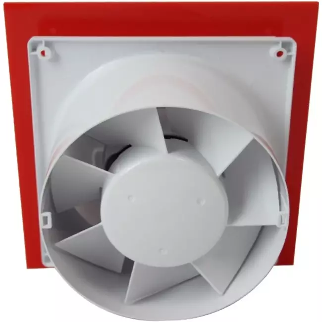 Air Roxy badeværelsesventilator med tilslutningsdiameter 125 mm med timer – frontpanel i rød plast