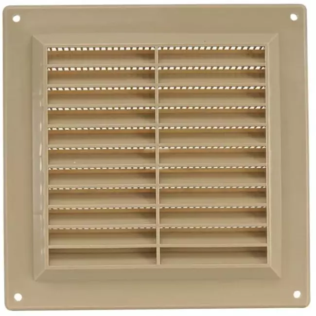Firkantet ventilationsrist i plastik 150x150 mm beige - VR1515Y