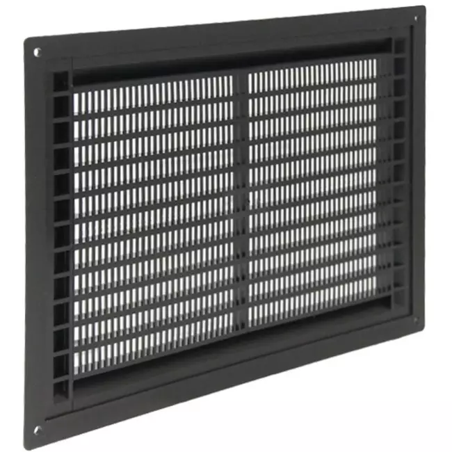 Rektangulær ventilationsrist i plastik 250x170 sort - VR2517M