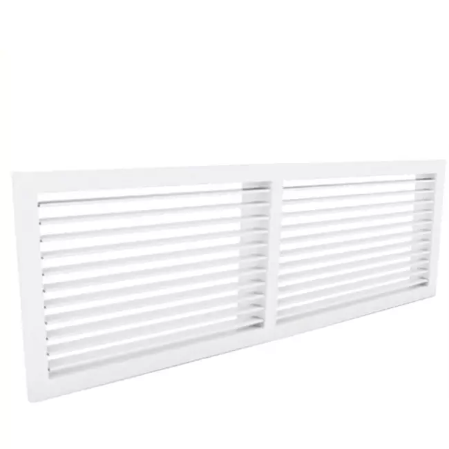Vægrist 800 x 400 aluminium med fjederclips og faste ventilatorblade - blandet farve RAL 9016