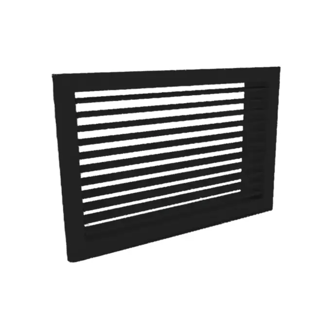 Vægrist 500 x 200 aluminium med fjederclips og faste ventilatorblade - blandet farve RAL 9005