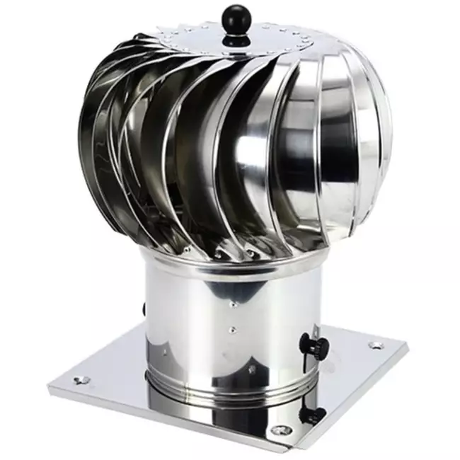 Vinddrevet tagventilator Cowl 200 mm rustfrit stål inklusive tagplade – 115m3/h