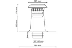 Dobbeltvægget ventilationstagplade med plastkappe Ø150-160 mm