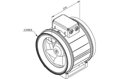 Ruck® ETAMASTER-kanalventilator med EC-motor 1780m³/t - Ø 250 mm + driftspotentiometer 10 kO