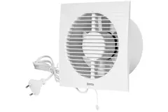 Badeværelsesventilator Ø 100 mm hvid med træksnor og stik – EE100WP
