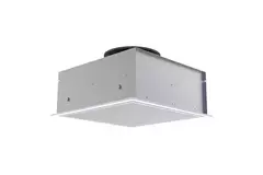 Perforeret loftsdiffusor 594x594 til udsugning med sideindgang Ø315