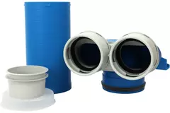 UniflexPlus-ventilmanifold 2 x Ø 90 mm med glidebøsning 250 mm og beskyttelseshætte Ø 125 mm