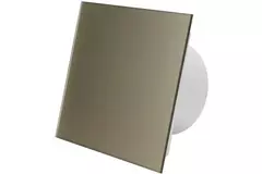 Badeværelsesventilator Ø 100 mm med fugtsensor og timer – frontpanel i satin guldfarvet glas