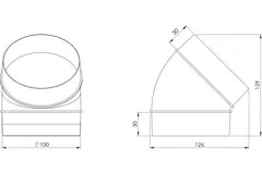 Rundt, plast, 45° bøjningsdiameter: 100 mm AL100-45