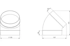 Rundt, plast, 45° bøjningsdiameter: 125 mm AL125-45