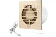 Badeværelsesventilator Ø 100 mm guld med træksnor og strømstik – EE100WPG