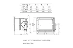 Rektangulær aktuator til brandspjæld 24V - E-FD25 150x500 M24 S