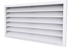 Ydervægrist 600 x 400 aluminium med faste ventilatorblade - blandet farve RAL 9003