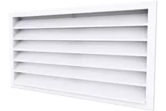 Ydervægrist 600 x 300 aluminium med faste ventilatorblade - blandet farve RAL 9016