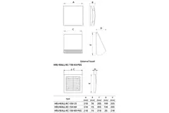 Decentraliseret WTW HRU væg Ø100 med fjernbetjening - 25 m³/t - HRU-WALL-RC-100-25-PEG