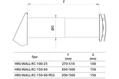 Decentraliseret WTW HRU væg Ø100 med fjernbetjening - 25 m³/t - HRU-WALL-RC-100-25-PEG