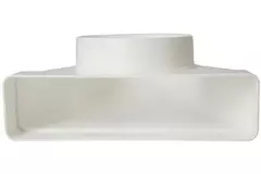 Rektangulær, plastik, lodret, 90° bøjning, Ø100 mm - 220 x 55 mm KLD25-100