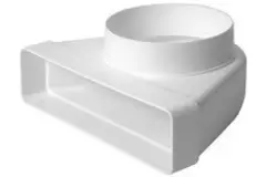 Rektangulær lodret 90° bøjning i plast Ø125mm - 220x90mm KLD29-125