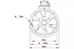 Aksial 315 mm kanalventilator - AL 315 D2 01