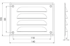 Ventilationsrist i metal, rektangulær 140x105 mm sort – MR14105M