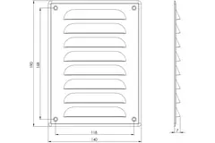 Ventilationsrist i metal, rektangulær 140x190 mm sort – MR1419M