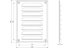 Ventilationsrist i metal, rektangulær 140x190 mm sort – MR1419M