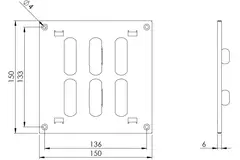 Justerbar lineære diffuser i metal 150x150 sort - MR1515RM