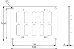 Justerbar lineære diffuser i metal 200x150 hvid - MR2015R