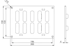 Justerbar lineære diffuser i metal 200x150 sort - MR2015RM