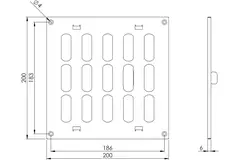 Justerbar lineære diffuser i metal 200x200 sort - MR2020RM