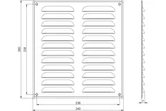 Ventilationsrist i metal, rektangulært 260x280 mm sort – MR2628M