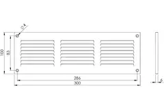 Ventilationsrist i metal, rektangulært 300x100 zink - MR3010ZN