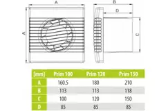 Badeværelsesventilator i hvid – Ø 150 mm (pRim150S)
