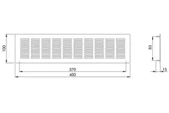 Fodlistediffuser aluminium - hvid L=400mm x H=100mm -RA1040