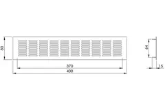 Fodlistediffuser aluminium - hvid L=400mm x H=80mm -RA840
