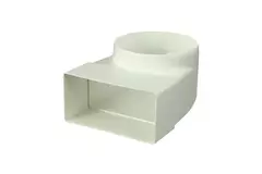 Rektangulær, plastik, lodret, 90° bøjning, Ø100mm - 110 x 55 - KLD