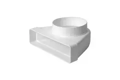 Rektangulær, plastik, lodret, 90° bøjning, Ø100 mm - 220 x 55 mm KLD25-100