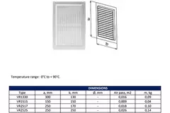 Rektangulær ventilationsrist med rist 250x170 hvid - VR2517