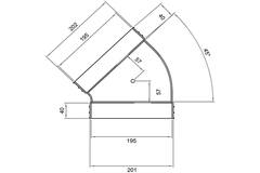 Wavin Ventiza Bøjning 45 grader PVC oval 195x80 mm horisontal M/M