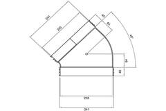 Wavin Ventiza Bøjning 45 grader PVC oval 235x80 mm horisontal M/M