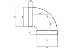 Wavin Ventiza Bøjning 90 grader PVC oval 195x80 mm horisontal M/M