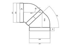 Wavin Ventiza Bøjning 90 grader PVC oval 235x80 mm horisontal M/M