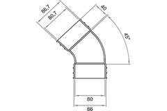 Wavin Ventiza Bøjning 45 grader PVC oval 235x80 mm lodret M/M