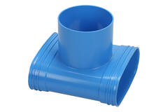 Wavin Ventiza T-stykke PVC ovalt 195x80x50 mm med diameter 125 mm M/M/M